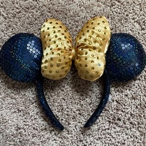 Navy Gold Minnie Mouse Ears